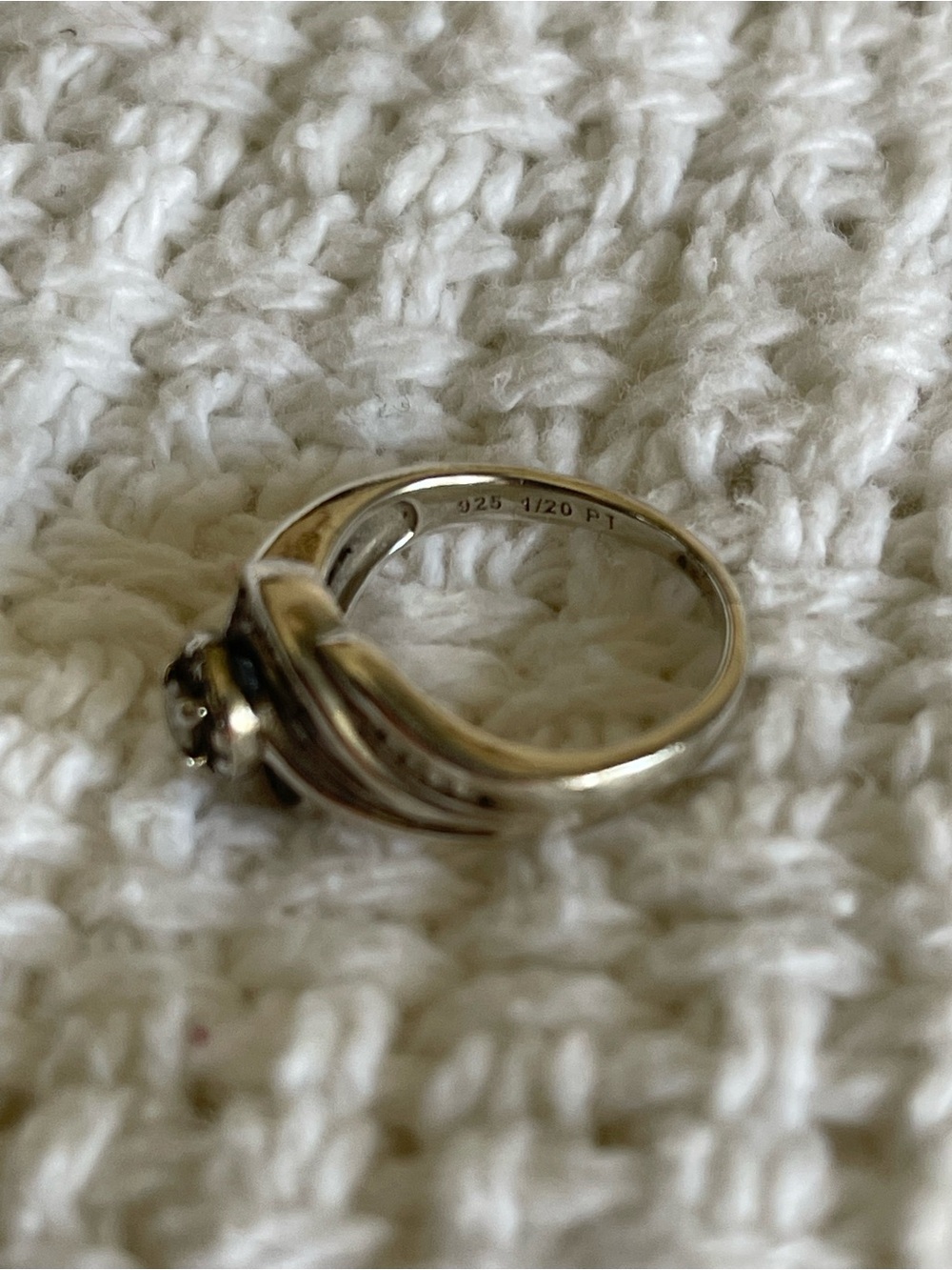 Sterling Silver Platinum Diamond Engagement Ring - Picture 5 of 7